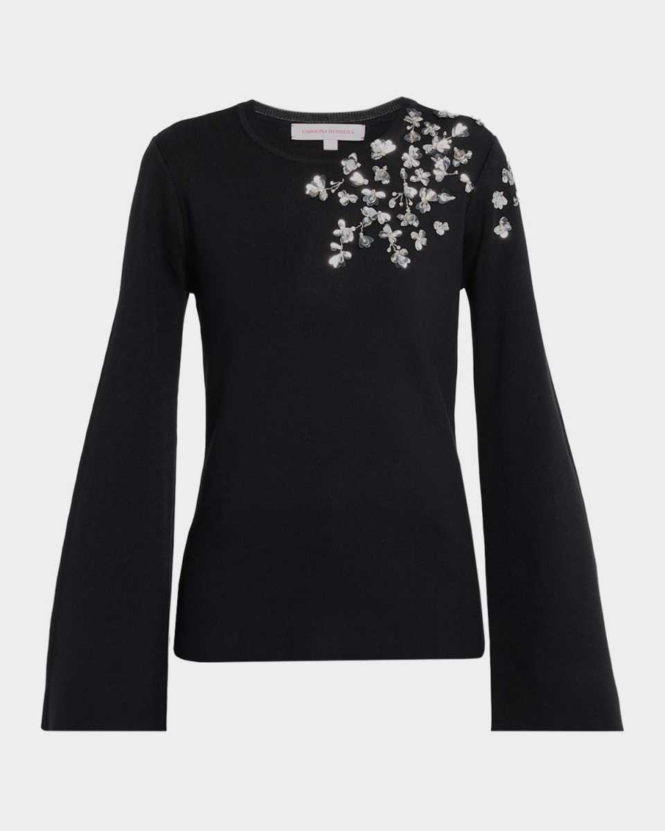 Embellished Bell-Sleeve Sweat
